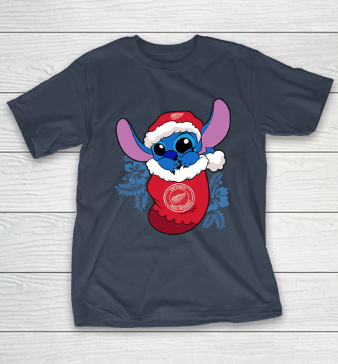 Detroit Red Wings Christmas Stitch In The Sock Funny Disney NHL T-Shirt 5