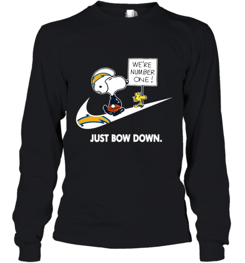 nfl Los Angeles Chargers Are Number One – nike Just Bow Down Snoopy uwnu los angeles chargers are number one ndash just bow dow youth long sleeve 50 front black