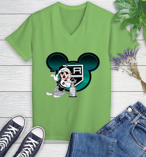 NHL Los Angeles Kings Stanley Cup Mickey Mouse Disney Hockey T Shirt Women's V-Neck T-Shirt 11