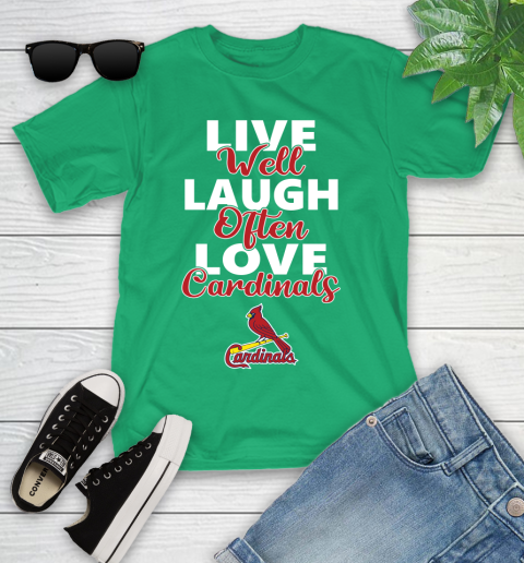 MLB Baseball St.Louis Cardinals Live Well Laugh Often Love Shirt Youth T-Shirt 7