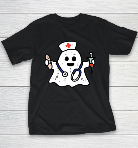 Nurse Ghost Scrub Top Halloween Costume For Nurses RN Youth T-Shirt