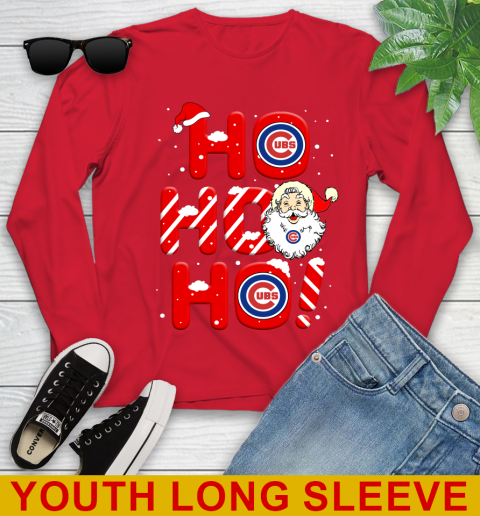 Chicago Cubs MLB Baseball Ho Ho Ho Santa Claus Merry Christmas Shirt Youth Long Sleeve 11