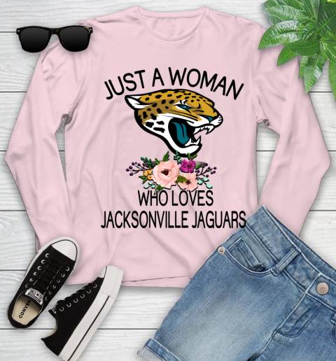 NFL Just A Woman Who Loves Jacksonville Jaguars Football Sports Youth Long Sleeve 7