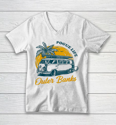 Pogue Life Outer Banks Retro Vintage Sunny V-Neck T-Shirt