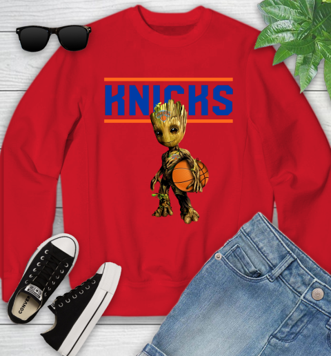 New York Knicks NBA Basketball Groot Marvel Guardians Of The Galaxy Youth Sweatshirt 9