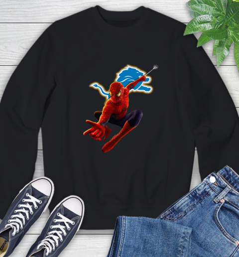 NFL Spider Man Avengers Endgame Football Detroit Lions Sweatshirt 2
