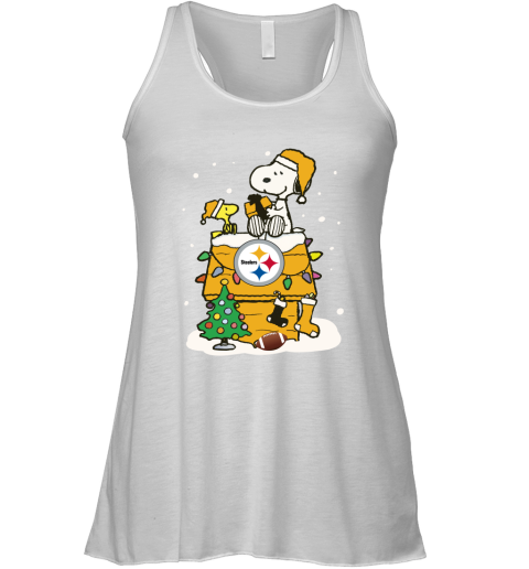 A Happy Christmas With Pitburg Steelers Snoopy Racerback Tank