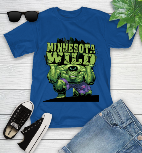 Minnesota Wild NHL Hockey Incredible Hulk Marvel Avengers Sports Youth T-Shirt 9