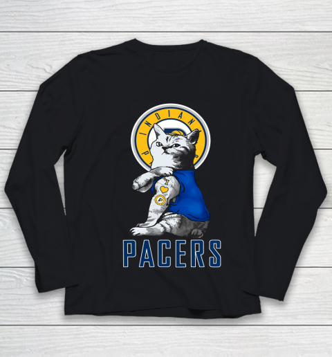 NBA Basketball My Cat Loves Indiana Pacers Youth Long Sleeve