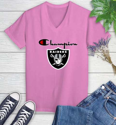 NFL Football Oakland Raiders Champion Shirt Women's V-Neck T-Shirt 10
