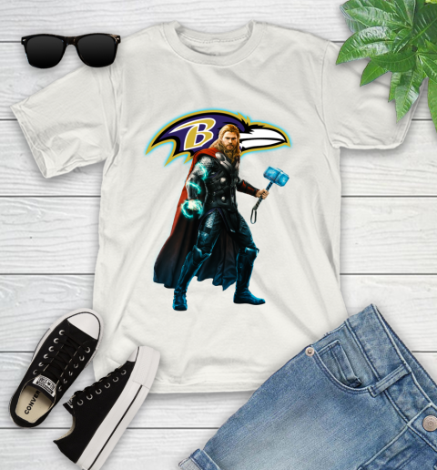 NFL Thor Avengers Endgame Football Baltimore Ravens Youth T-Shirt