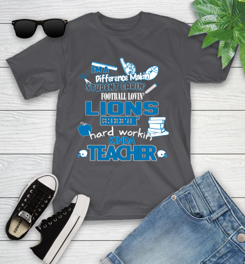 Detroit Lions NFL I'm A Difference Making Student Caring Football Loving Kinda Teacher Youth T-Shirt 6