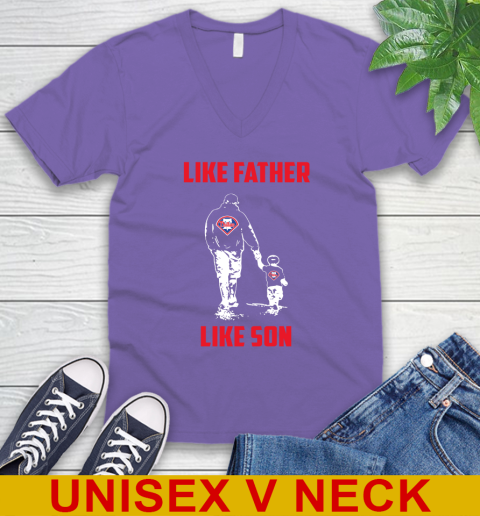Philadelphia Phillies MLB Baseball Like Father Like Son Sports V-Neck T-Shirt 8