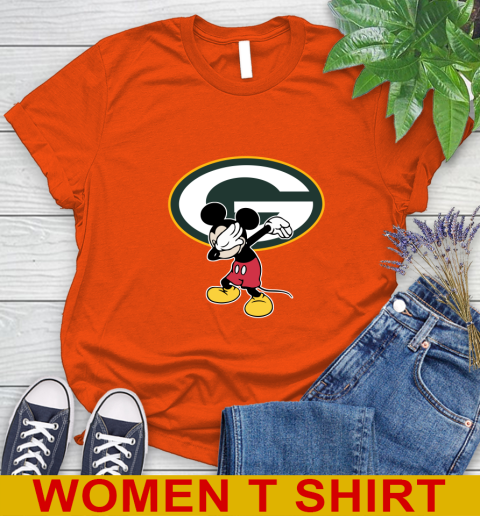 Green Bay Packers NFL Football Dabbing Mickey Disney Sports Women's T-Shirt 4