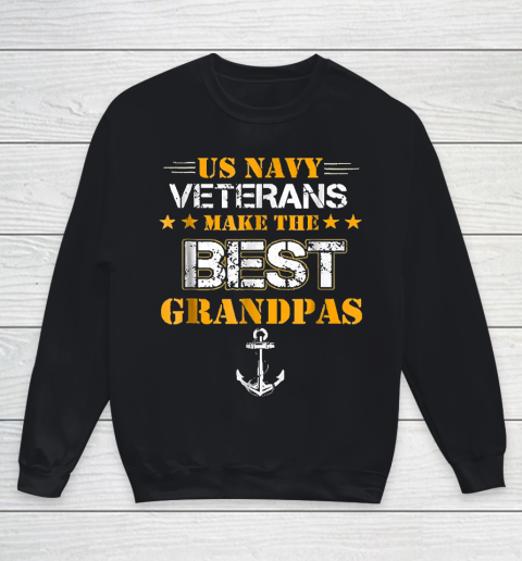 Grandpa Funny Gift Apparel  Us Navy Veterans Make The Best Grandpas Faded Youth Sweatshirt