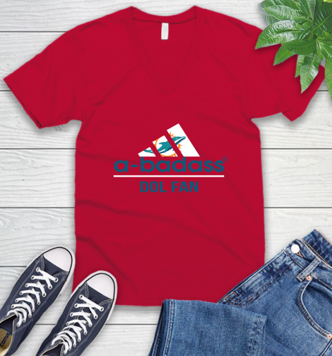 NFL A Badass Miami Dolphins Fan Adidas Football Sports V-Neck T-Shirt 6
