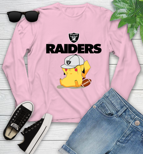 NFL Pikachu Football Sports Oakland Raiders Youth Long Sleeve 10