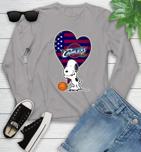 Cleveland Cavaliers NBA Basketball The Peanuts Movie Adorable Snoopy Youth Long Sleeve 5