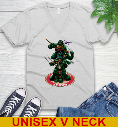 NFL Football San Francisco 49ers Teenage Mutant Ninja Turtles Shirt V-Neck T-Shirt