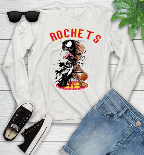NBA Houston Rockets Basketball Venom Groot Guardians Of The Galaxy Youth Long Sleeve 12