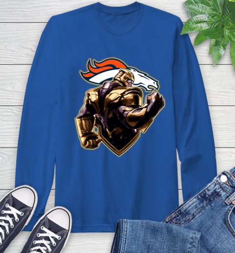 NFL Thanos Avengers Endgame Football Sports Denver Broncos Long Sleeve T-Shirt 9