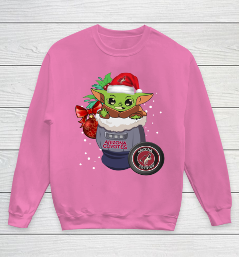Arizona Coyotes Christmas Baby Yoda Star Wars Funny Happy NHL Youth Sweatshirt 7