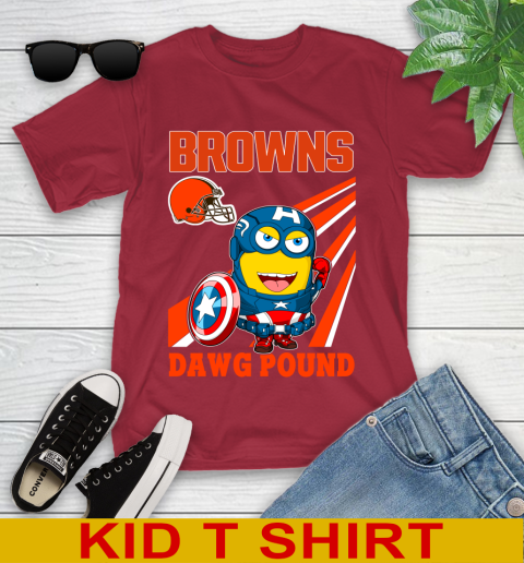 NFL Football Cleveland Browns Captain America Marvel Avengers Minion Shirt Youth T-Shirt 12