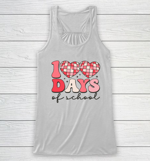 100 Days of School Retro Disco Hearts 100th Day Of School Racerback Tank
