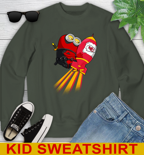 NFL Football Kansas City Chiefs Deadpool Minion Marvel Shirt Youth Sweatshirt 8