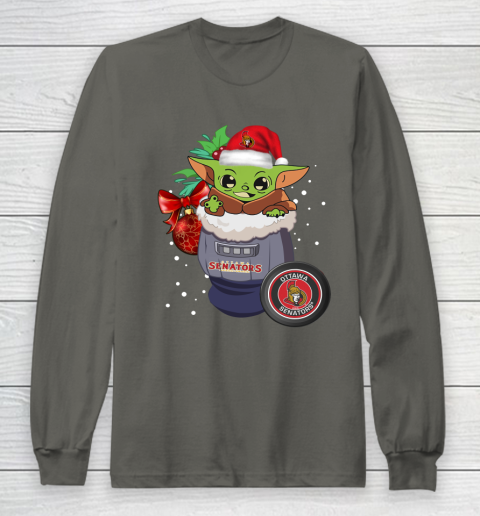 Ottawa Senators Christmas Baby Yoda Star Wars Funny Happy NHL Long Sleeve T-Shirt 8