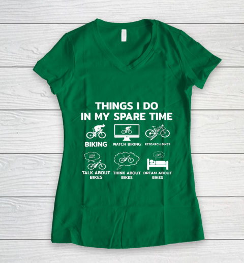 Things I Do In My Spare Time Mountain Bike Biking Funny Gift Women's V-Neck T-Shirt 3