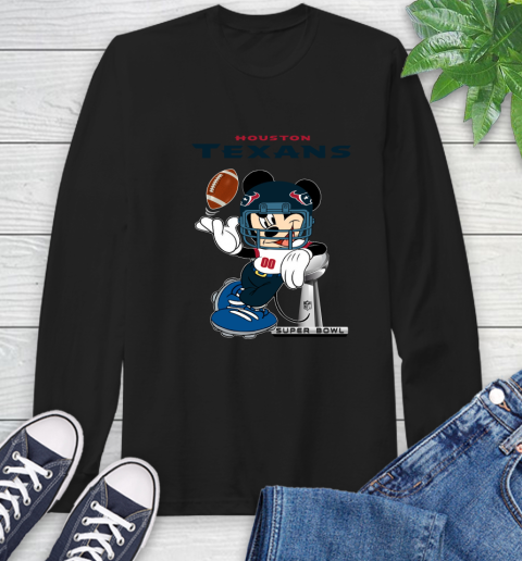 NFL Houston Texans Mickey Mouse Disney Super Bowl Football T Shirt Long Sleeve T-Shirt 14