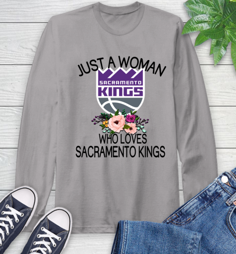NBA Just A Woman Who Loves Sacramento Kings Basketball Sports Long Sleeve T-Shirt 4