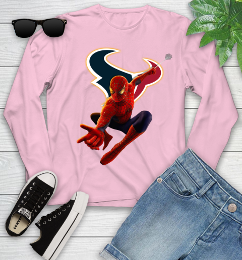 NFL Spider Man Avengers Endgame Football Houston Texans Youth Long Sleeve 11 NFL Spider Man Avengers Endgame Football Houston Texans Youth Long Sleeve - Image 11