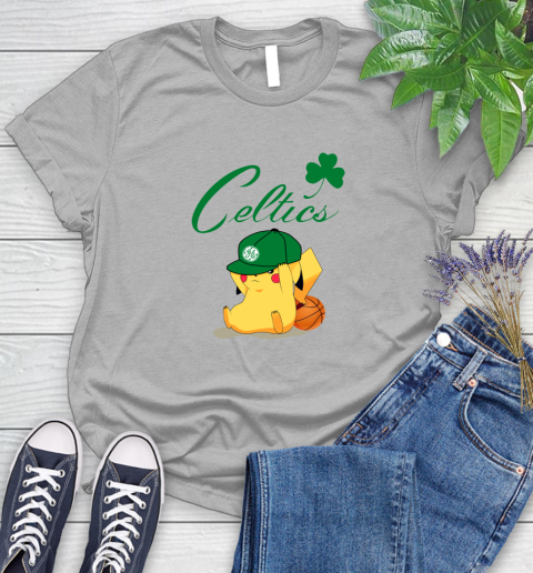 NBA Pikachu Basketball Sports Boston Celtics Women's T-Shirt 5