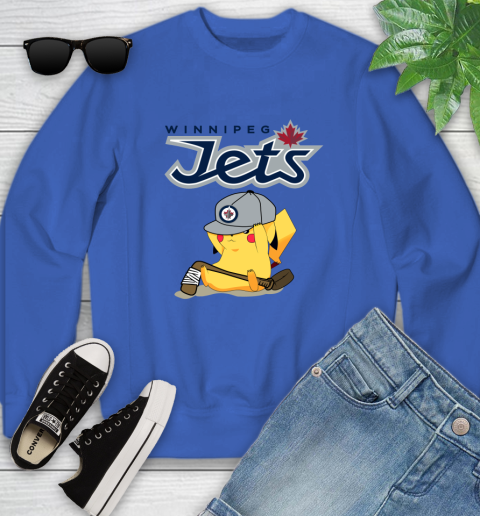 NHL Pikachu Hockey Sports Winnipeg Jets Youth Sweatshirt 8