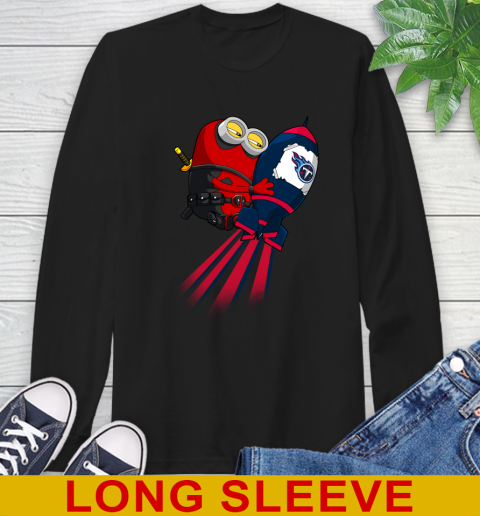 NFL Football Tennessee Titans Deadpool Minion Marvel Shirt Long Sleeve T-Shirt
