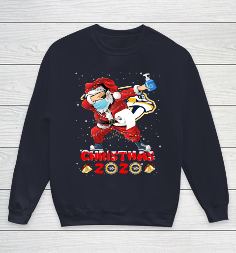 Nashville Predators Funny Santa Claus Dabbing Christmas 2020 NHL Youth Sweatshirt 2