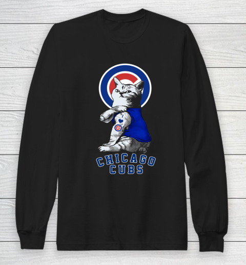 MLB Baseball My Cat Loves Chicago Cubs Long Sleeve T-Shirt