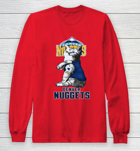 NBA Basketball My Cat Loves Denver Nuggets Long Sleeve T-Shirt 7