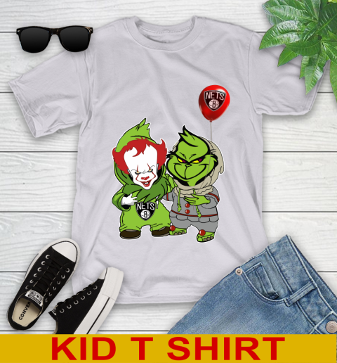 Brooklyn Nets Baby Pennywise Grinch Christmas NBA Basketball Youth T-Shirt 5