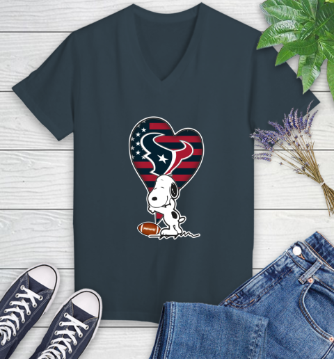 Houston Texans NFL Football The Peanuts Movie Adorable Snoopy Women's V-Neck T-Shirt 8