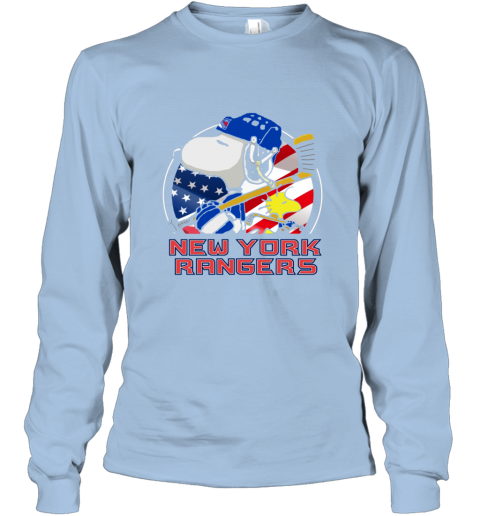 wxzs new york rangersnoopy and woodstock nhl long sleeve tee 14 front light blue