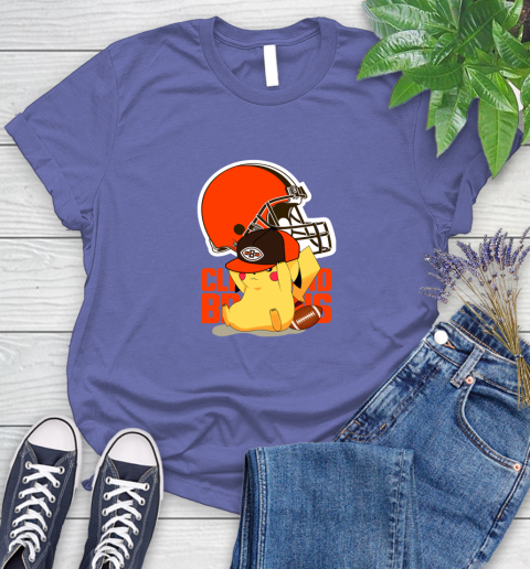 NFL Pikachu Football Sports Cleveland Browns Women's T-Shirt 11