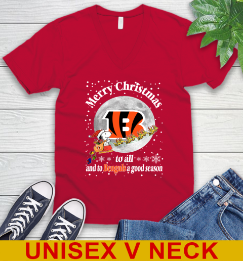 Cincinnati Bengals Merry Christmas To All And To Bengals A Good Season NFL Football Sports V-Neck T-Shirt 6