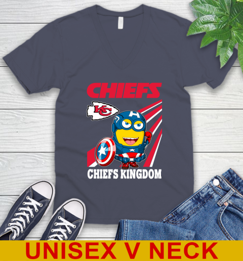 NFL Football Kansas City Chiefs Captain America Marvel Avengers Minion Shirt V-Neck T-Shirt 7
