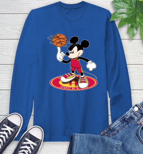 NBA Basketball Houston Rockets Cheerful Mickey Disney Shirt Long Sleeve T-Shirt 10