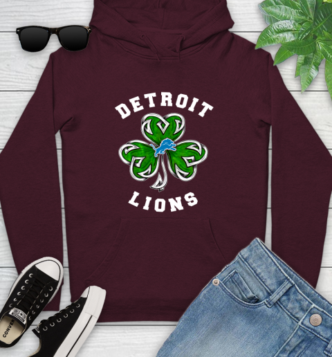 NFL Detroit Lions Three Leaf Clover St Patrick's Day Football Sports Youth Hoodie 7