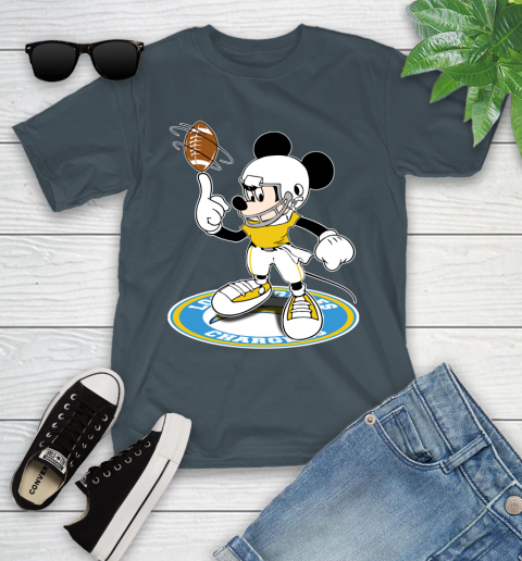 NFL Football Los Angeles Chargers Cheerful Mickey Disney Shirt Youth T-Shirt 8