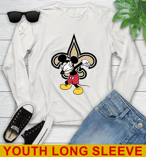 New Orleans Saints NFL Football Dabbing Mickey Disney Sports Youth Long Sleeve 12